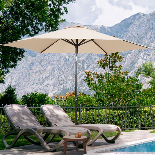Autlaycil 9ft Outdoor Patio Umbrella 6 Ribs with Tilt and Crank Patio Table Umbrella, Khaki