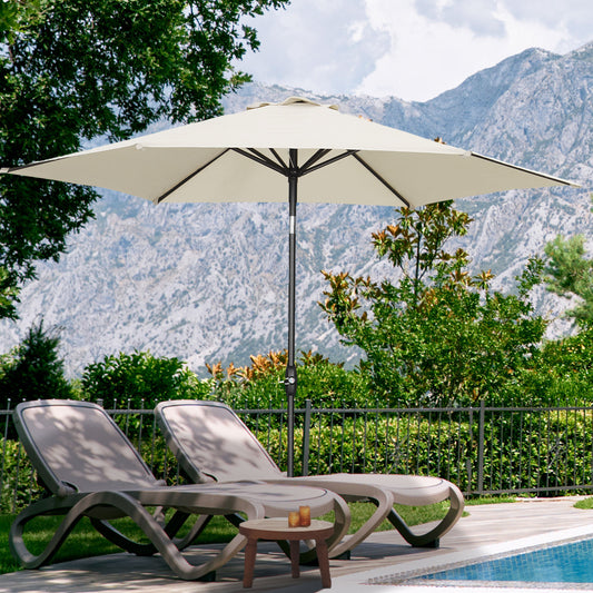 Autlaycil 9ft Outdoor Patio Umbrella 6 Ribs with Tilt and Crank Patio Table Umbrella, White