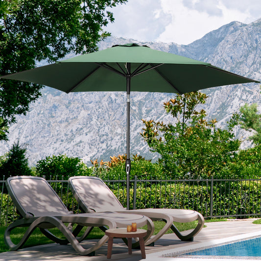 Autlaycil 9ft Outdoor Patio Umbrella 6 Ribs with Tilt and Crank Patio Table Umbrella, Green