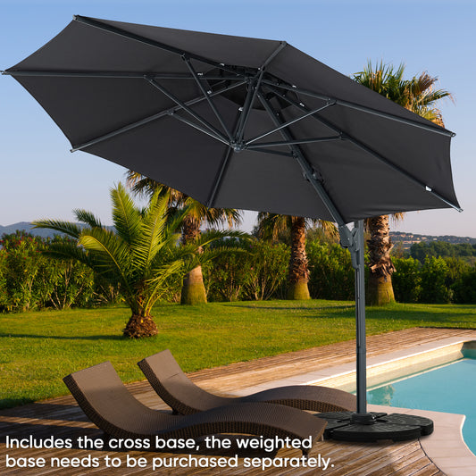 Autlaycil 10' Patio Umbrella, Aluminum Offset Outdoor Cantilever Umbrella with 360-degree Rotation for Garden Deck Pool Patio, Grey