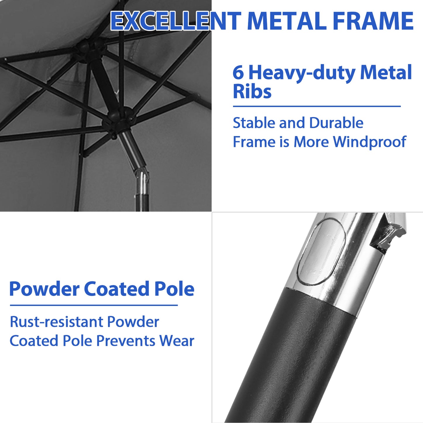 Autlaycil 9ft Gray Outdoor Patio Umbrellas, Sturdy Ribs with Tilt and Crank for Table Garden Market and Poolside
