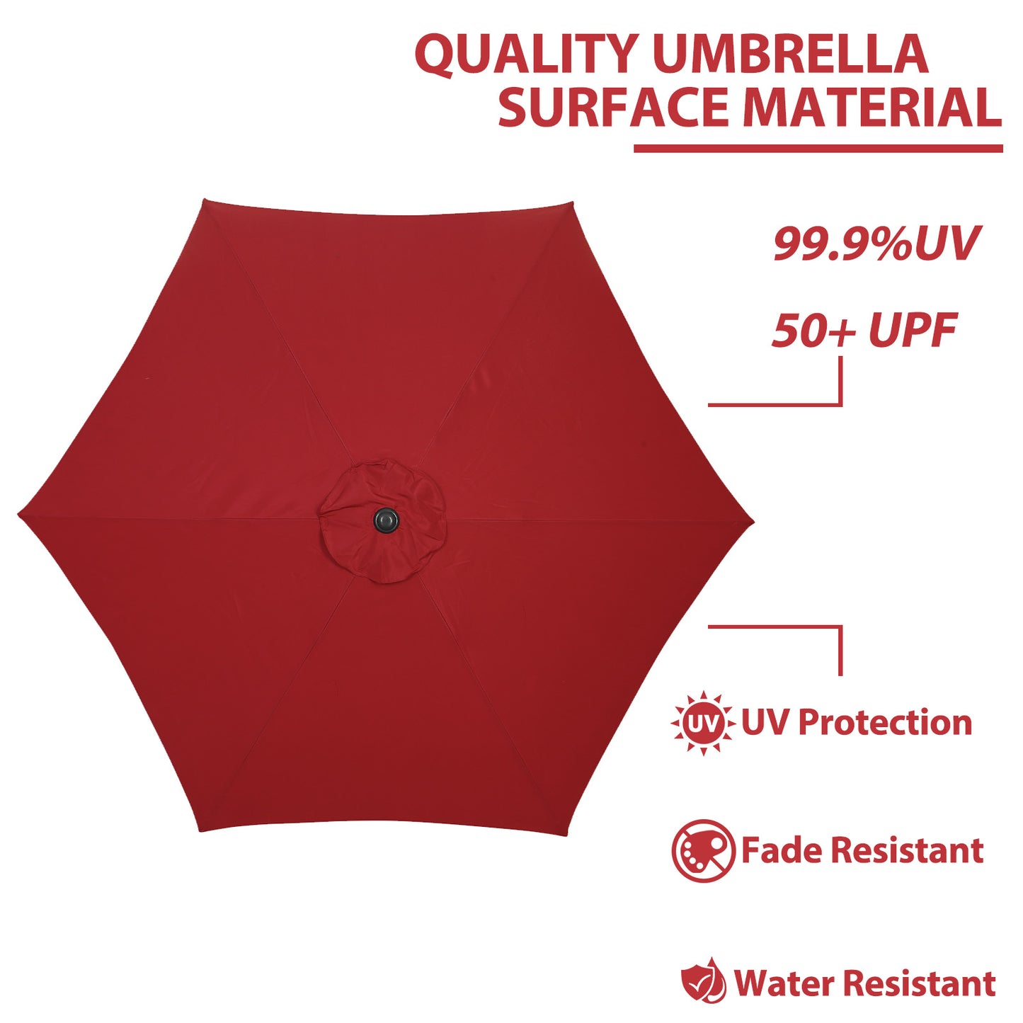 Autlaycil 9ft Red Outdoor Patio Umbrellas, Sturdy Ribs with Tilt and Crank for Table Garden Market and Poolside