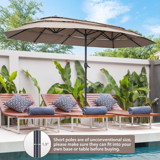 Autlaycil 15ft Patio Umbrella with 3-Tiers Umbrella Top, Airflow Smooth and Stable, Lock Bolt and Crank,Beige