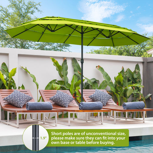 Autlaycil 15ft Patio Umbrella with 3-Tiers Umbrella Top, Airflow Smooth and Stable, Lock Bolt and Crank,Grass Green