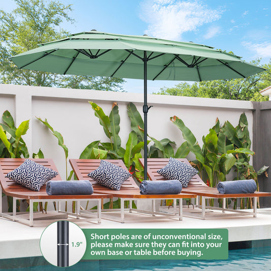 Autlaycil 15ft Patio Umbrella with 3-Tiers Umbrella Top, Airflow Smooth and Stable, Lock Bolt and Crank,Mint Green