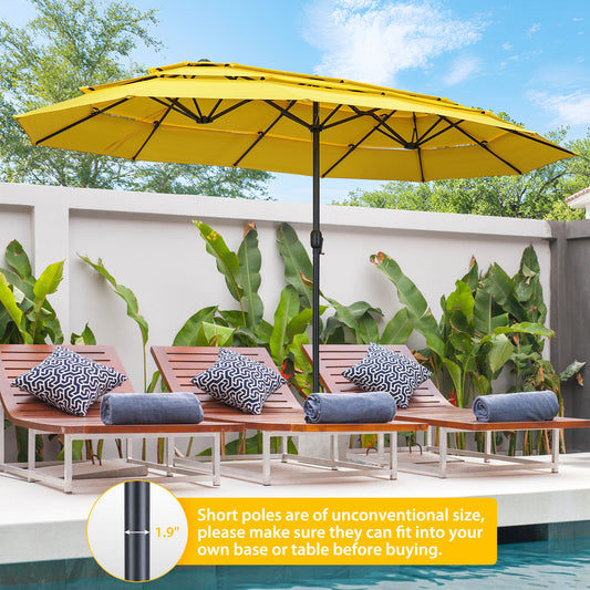 Autlaycil 15ft Patio Umbrella with 3-Tiers Umbrella Top, Airflow Smooth and Stable, Lock Bolt and Crank,Lemon Yellow