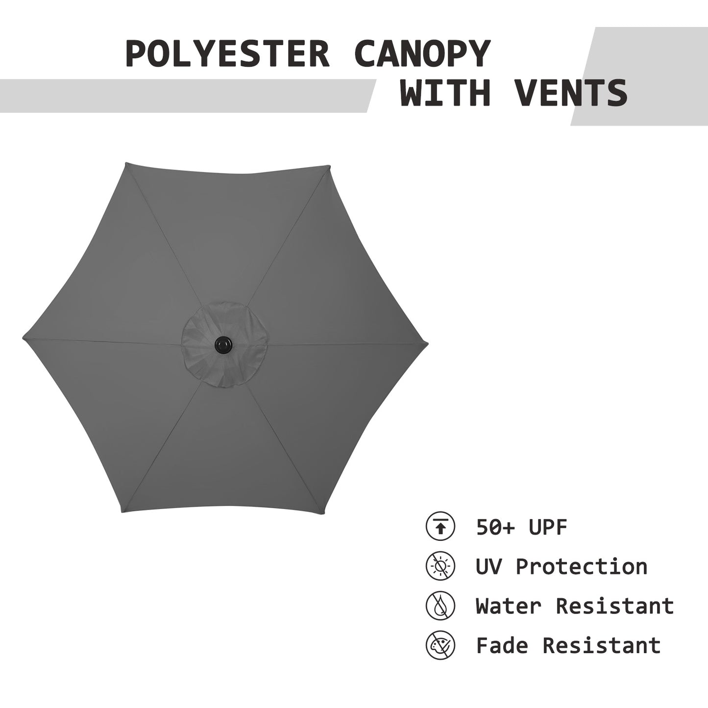 Autlaycil 7.5ft Gray Outdoor Patio Umbrella with Tilt, Crank and Sturdy Ribs for Lawn, Garden, Backyard and Pool