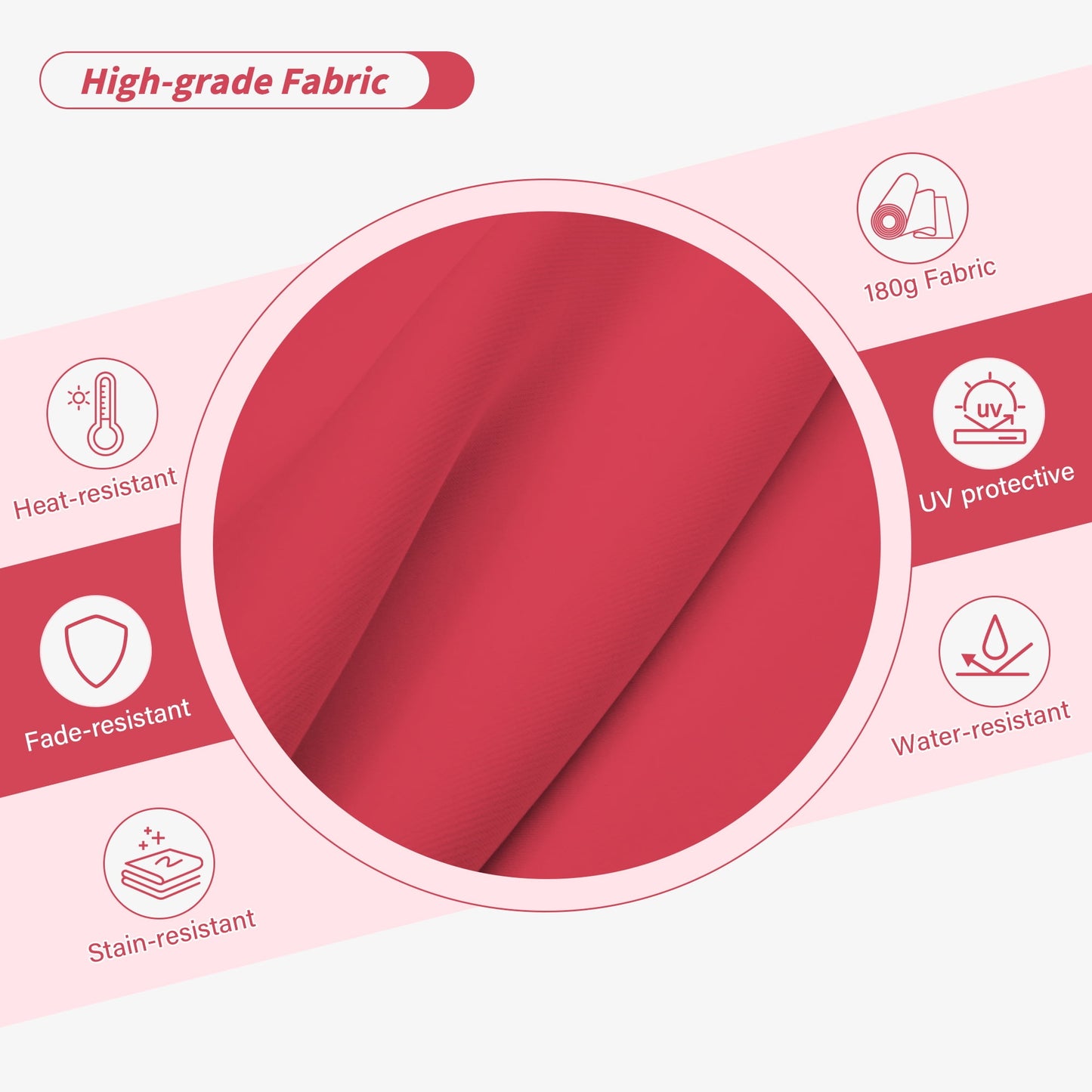 Autlaycil 10 FT Patio Umbrella with Steel Tilt and Crank, 40 Solar LED Lights and 1 Central Light, Red