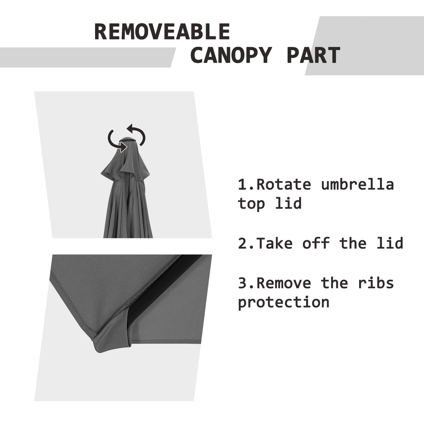 Autlaycil 7.5 FT Patio Umbrella and Matching Base, Push Button Tilt Market Umbrella, Crank and Sturdy Ribs for Garden, Deck, Backyard, Pool, Grey