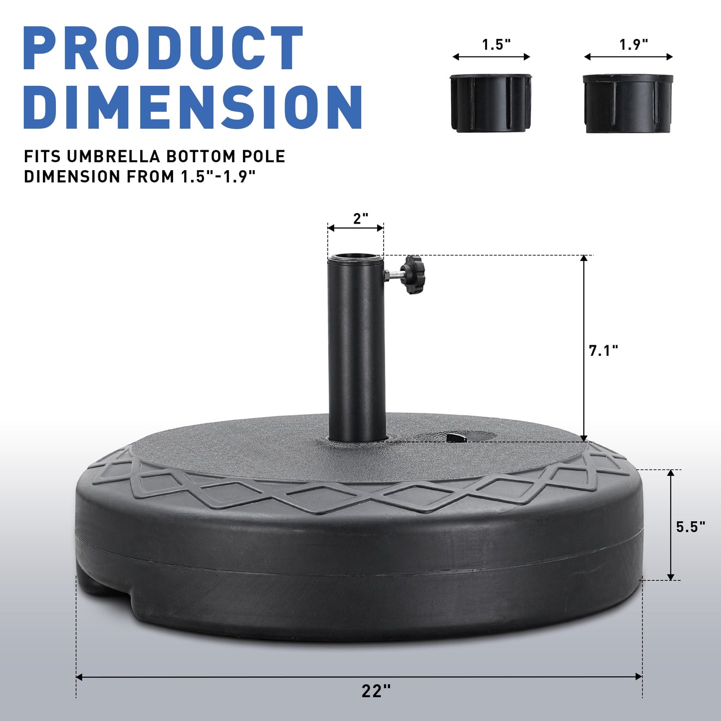 Autlaycil 13 ft Rectangle Patio Umbrella with Crank, Outdoor Market Umbrella with Umbrella Base (Grey)