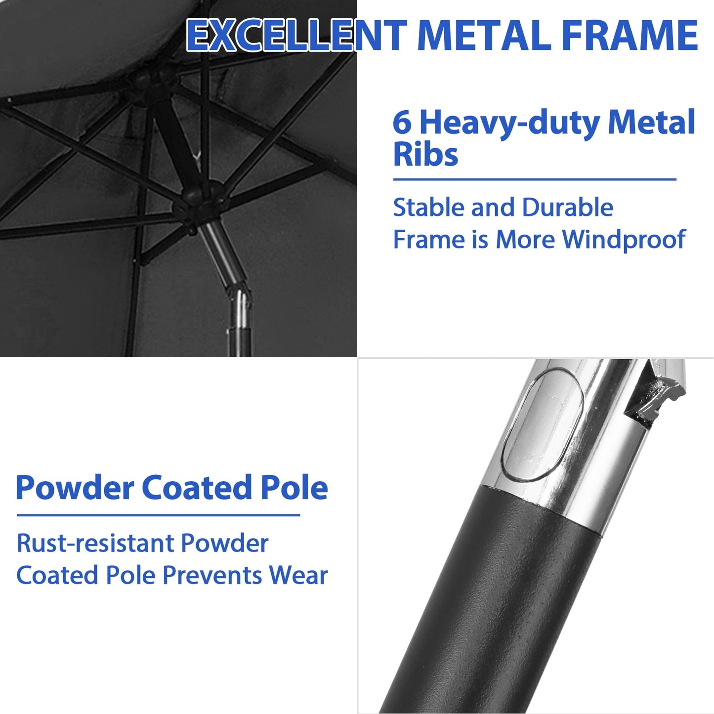 Autlaycil 9ft Outdoor Patio Umbrella and 48 lbs Heavy Duty Water Suitable for Base Stand, Outdoor Market Umbrella with Tilting Crank and Base Included-Black