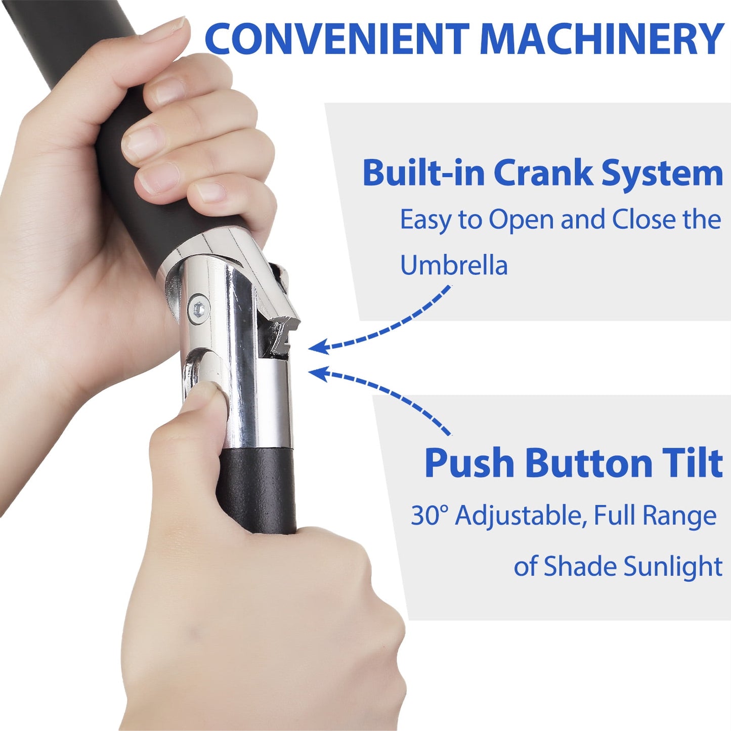 Autlaycil 9ft Patio Umbrella with Tilt and Crank, Adjustable Outdoor Market Umbrellas, 6 Sturdy Ribs UV Protection Water Resistance for Garden, Deck, Backyard, Pool (Grey)