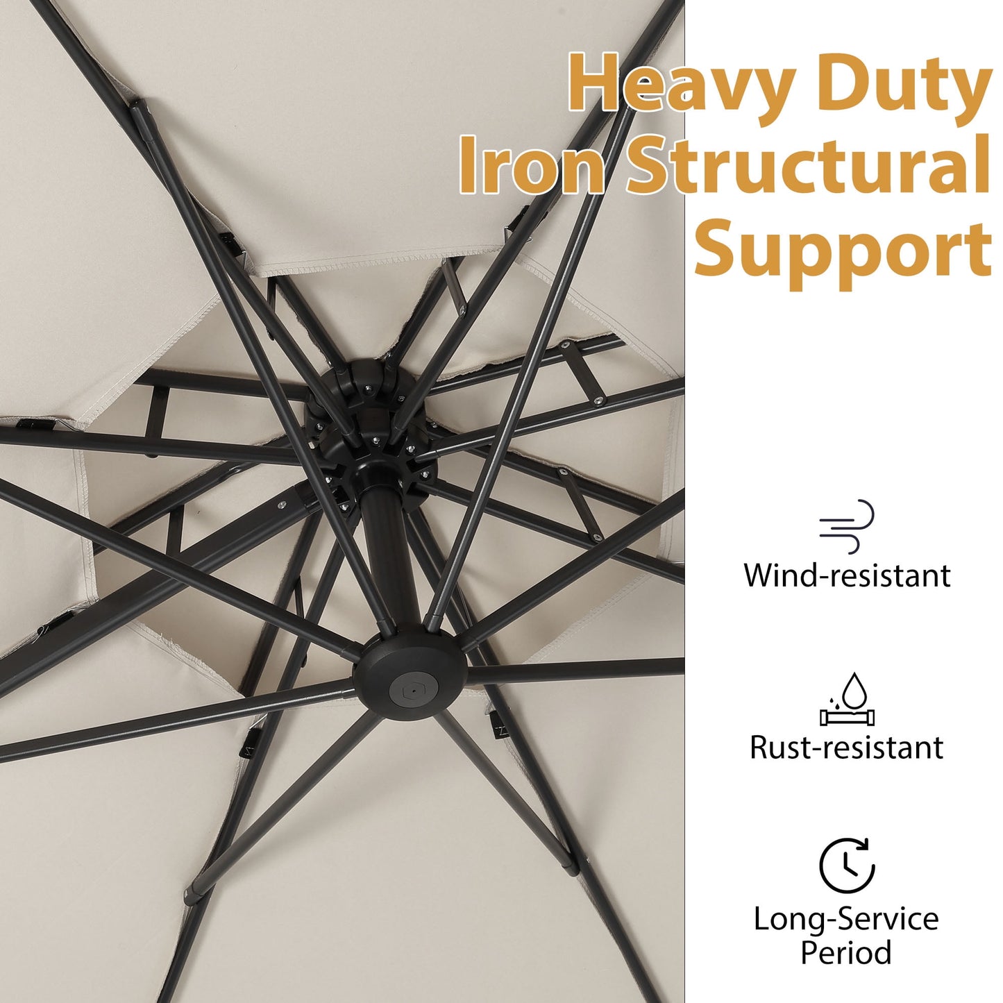 Autlaycil 10 FT Aluminum Offset Outdoor Cantilever Umbrella with 360-degree Rotation, 2-Tier Patio Umbrella, White