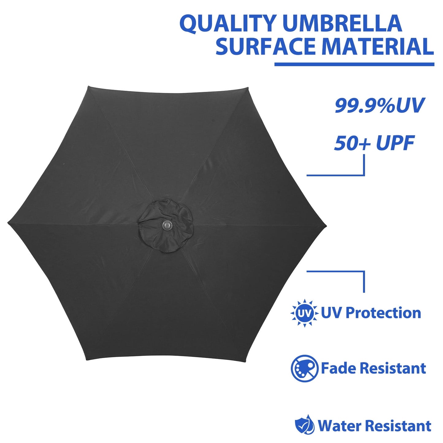 Autlaycil 9ft Outdoor Patio Umbrella and 48 lbs Heavy Duty Water Suitable for Base Stand, Outdoor Market Umbrella with Tilting Crank and Base Included-Black